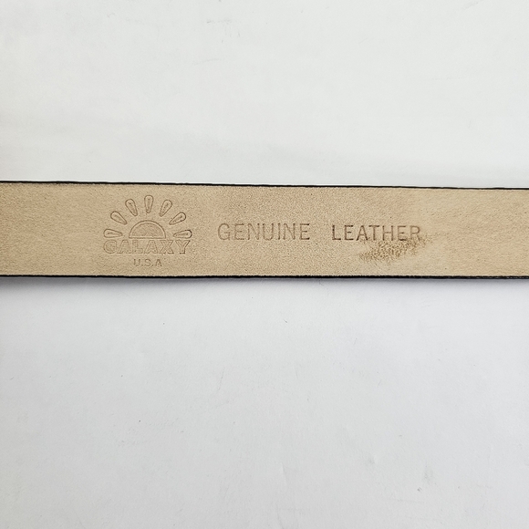 Galaxy USA taupe leather belt gold metal rose buckle pin hook - Picture 3 of 5